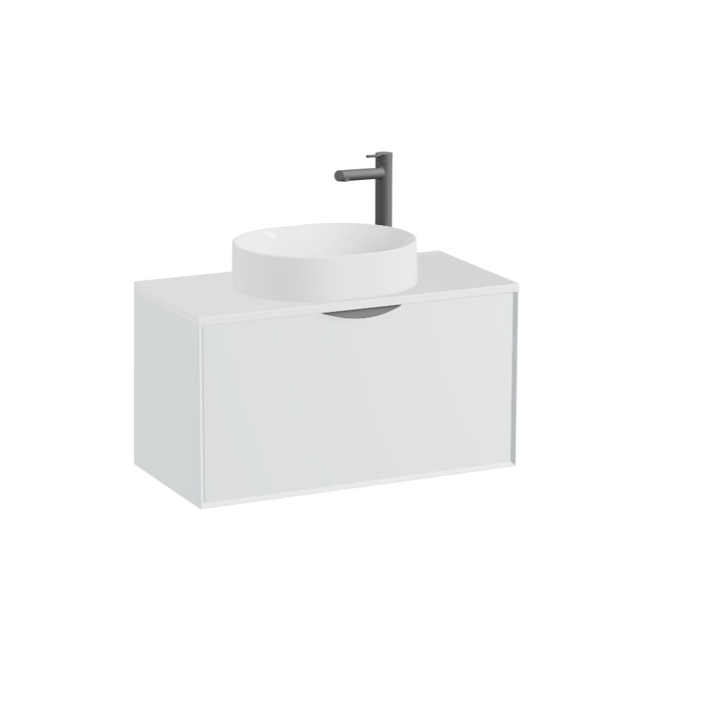 Vado Safari Smooth 800mm Arctic White Wall Hung Vanity Unit & Gloss White Worktop